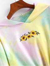 Tie Dye Sunflower Embroidered Copped Hoodie