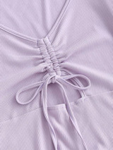 Cut Out Ribbed Cinched Front Tee