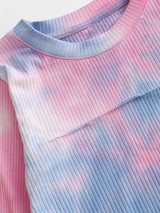 Tie Dye Ribbed Asymmetrical Ripped Tee