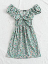 Ditsy Floral Smocked Puff Sleeves Mini Dress