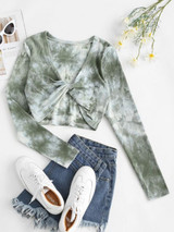 Twisted Front Ribbed Tie Dye Tee