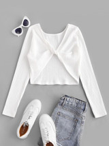 Twist Rib-Knit Crop Tee