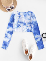 Ribbed Button Up Tie Dye Tee