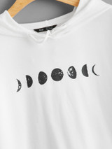 Kangaroo Pocket Moon Print Hoodie