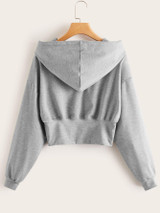 Drop Shoulder Drawstring Hoodie