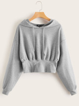 Drop Shoulder Drawstring Hoodie
