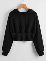 Drop Shoulder Drawstring Hoodie