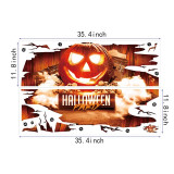 3D Stickers View Scary Pumpkin Shaped Window Floor Stickers