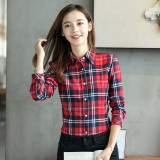 Plus Size Blouses Women Plaid Shirt Checks Flannel Shirts