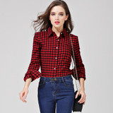 Plus Size Blouses Women Plaid Shirt Checks Flannel Shirts