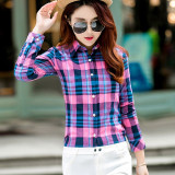 Plus Size Blouses Women Plaid Shirt Checks Flannel Shirts