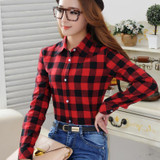 Plus Size Blouses Women Plaid Shirt Checks Flannel Shirts