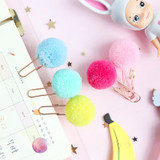 6pcs Hairball Rose Gold Paper Clips