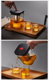 1100ml Square Glass Infuser Strainer Tea Kettle