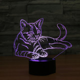 Cat 3D Night Light Animal Changeable Mood Lamp LED 7 Colors USB 3D Illusion