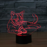 Cat 3D Night Light Animal Changeable Mood Lamp LED 7 Colors USB 3D Illusion