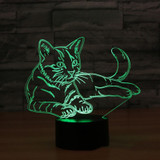 Cat 3D Night Light Animal Changeable Mood Lamp LED 7 Colors USB 3D Illusion