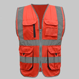High visibility reflective safety vest reflective vest multi pockets work wear