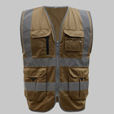 High visibility reflective safety vest reflective vest multi pockets work wear