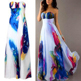 Vogue sexy Women NEW Vintage Sleeveless Floral Long Maxi Dresses Party Dress