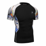3D Printed T-shirts Men Compression Shirt Men's MMA T Shirt Short Sleeve Quick Dry