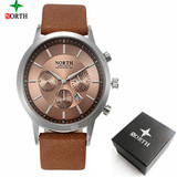 Mens Watches NORTH Brand Luxury Casual Military Quartz Sports Wristwatch Leather Strap