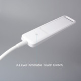 New arrive Gooseneck 6W LED Desk Lamp / 3-Level Dimmer, Touch-Sensitive Controller, Portable Lightweight Table Reading(White)