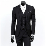 New Men Suits One-Buckle Brand Suits Jacket Formal Dress Men Suit Set Men Wedding Suits Groom Tuxedos (Jacket+Pants+Vest)