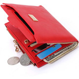 New Small Designer Slim Women Red Wallet Thin Zipper Ladies PU Leather Coin Purses Female Purse Mini Clutch Cheap Womens Wallets