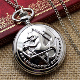 New Silver Tone Fullmetal Alchemist Pocket Watch Cosplay Edward Elric with Chain Anime Boys Gift Wholesale P423