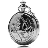 New Silver Tone Fullmetal Alchemist Pocket Watch Cosplay Edward Elric with Chain Anime Boys Gift Wholesale P423