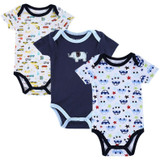 New 3PCS Baby Boy Rompers Baby Clothing Set Summer Cotton Baby Girl Boy Short Sleeve Car Printed Jumpsuit Newborn Baby Clothes