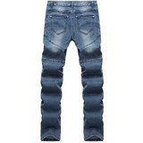 Mens Skinny jeans men Runway Distressed slim elastic jeans denim Biker jeans hiphop pants Washed black jeans for men blue