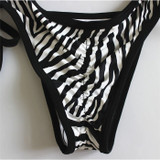 New sexy triangle thong bottom bandage swimsuit  Halter Brazilian bikinis set Zebra push up women swimwear bathing suit