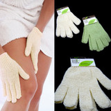 2 Pairs Shower Exfoliating Wash Skin Spa Bath Gloves Massage Loofah Scrubber New