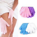 2 Pairs Shower Exfoliating Wash Skin Spa Bath Gloves Massage Loofah Scrubber New