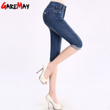 GAREMAY 2016 Women Summer Jeans Capris Cropped Trousers Stretch High Waist Casual Pants Female Slim Fashion Denim Capris 8801