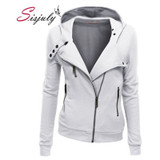 Sisjuly Solid Color Hooded Jacket Long Sleeve Women's Hoodie Zipper Coat