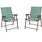 Set of 2 Folding Chairs Sling Bistro Set Outdoor Patio Furniture Space Saving