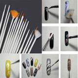 Nail Art Brushes Set,15pcs White Decorations Gel Painting Pen Nail Brush, Professional Nail Equipment Drawing Tool