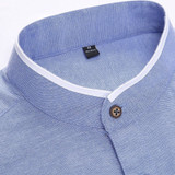New Fashion Casual Men Shirt Long Sleeve Stand Color Slim Fit Shirt Men Korean business Mens Dress Shirts Men Clothes 5XL