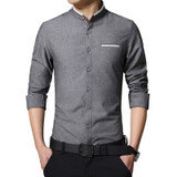 New Fashion Casual Men Shirt Long Sleeve Stand Color Slim Fit Shirt Men Korean business Mens Dress Shirts Men Clothes 5XL