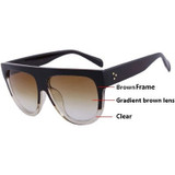 Fashion Sunglasses Women Flat Top Style Brand Design Vintage Sun glasses Female Rivet Shades Big Frame Shades UV400