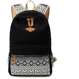 Vintage Girl School Bags For Teenagers Cute Dot Printing Canvas Women Backpack Mochila Feminina Casual Bag School Backpack