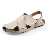 New Men Genuine Leather Beach Shoes Flip Flops Casual Shoes Men's Sandals Summer Slippers Gladiator Heels For MEN