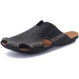 New Men Genuine Leather Beach Shoes Flip Flops Casual Shoes Men's Sandals Summer Slippers Gladiator Heels For MEN