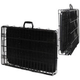 OxGord 48" Dog Crate with Divider, Double-Doors Folding Pet Cage with Heavy Duty Metal Wires and Removable ABS Plastic