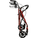Drive Medical Four Wheel Walker Rollator with Fold Up Removable Back Support, Red