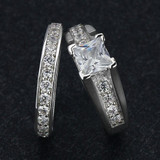 2Pcs Wedding Engagement Ring Women Rings Weddings & Events Classic Silver Rings Set