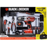 Black & Decker 68-Piece Project Kit with 20-Volt Lithium Drill/Driver, LDX120PK